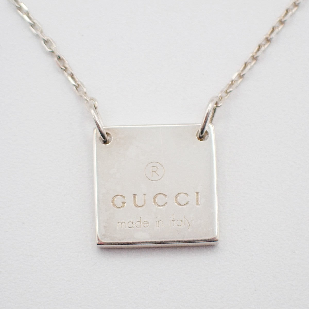 GUCCI Logo Square Plate Chain Bracelet Silver Ag 925 Made In Italy 09KP562
