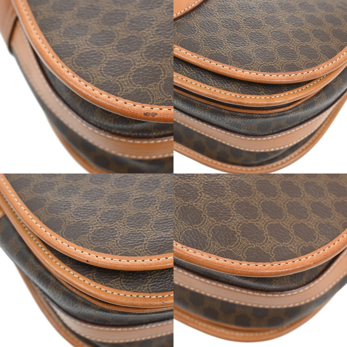 CELINE Logo Macadam Pattern Shoulder Bag PVC Leather Brown GHW Italy 35CA072