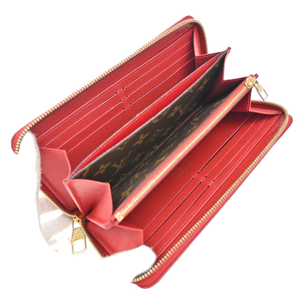 LOUIS VUITTON LV Long Zippy  Wallet Monogram Retiro Brown Red M61187 80KB377