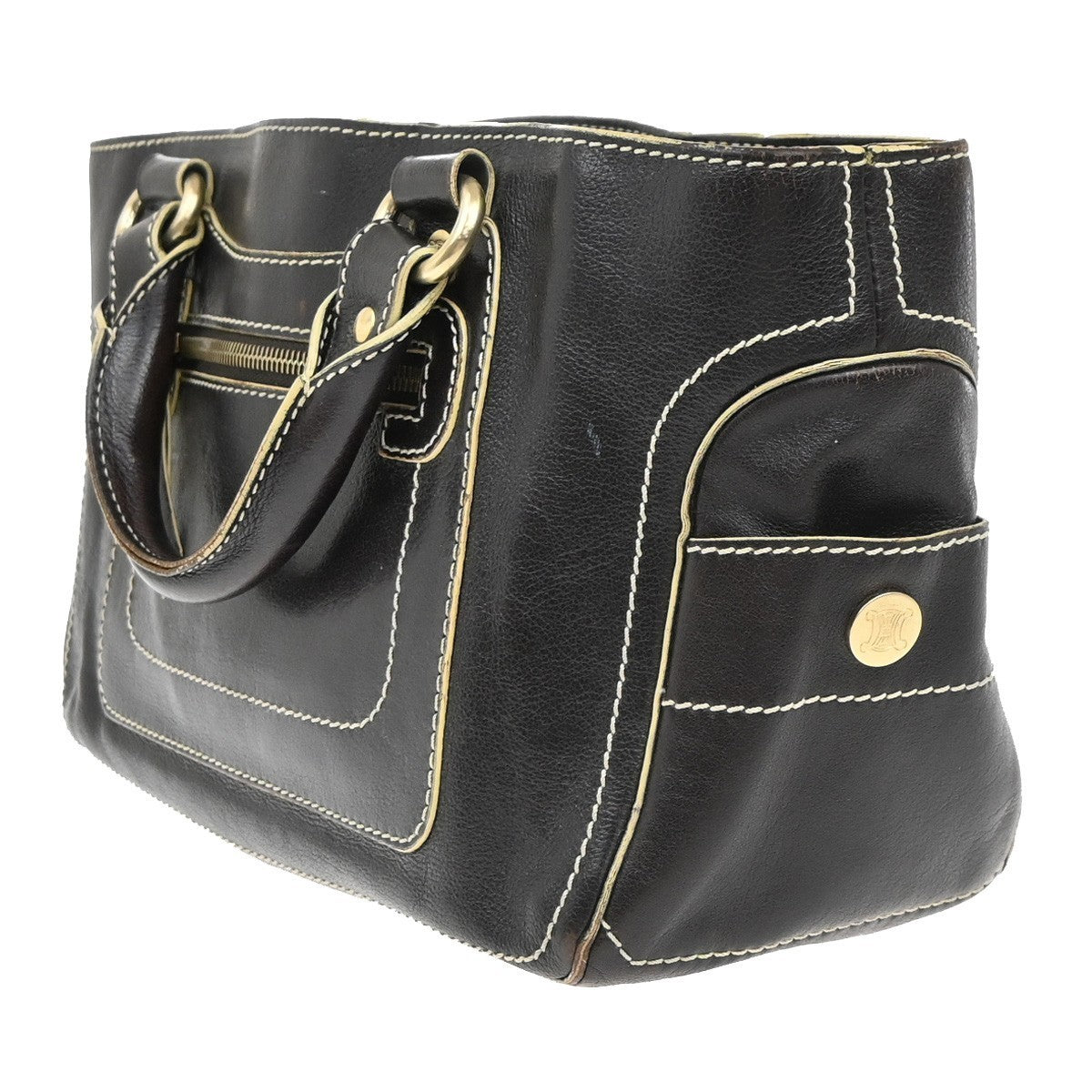 CELINE Logo Boogie Hand Bag Leather Brown GHW Italy 61EG236