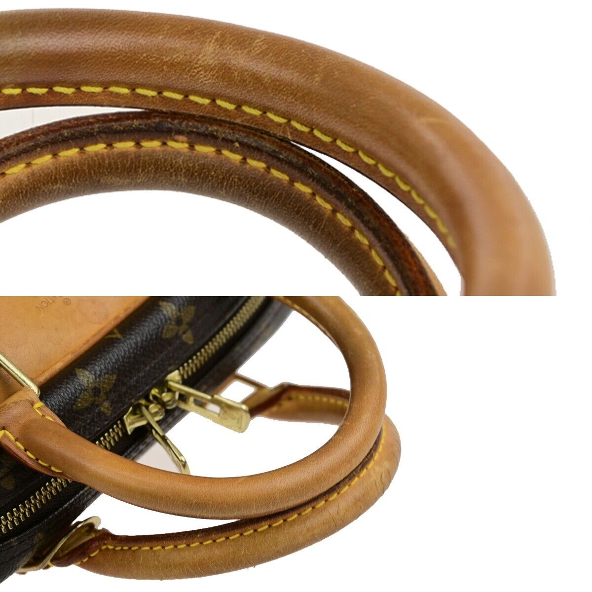 LOUIS VUITTON LV Logo Trouville Hand Bag Monogram Leather Brown M42228 83ED019