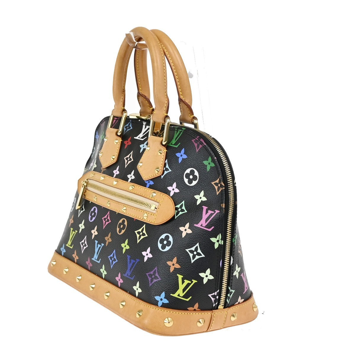 LOUIS VUITTON LV Logo Alma Hand Bag Monogram Multi Leather Black M92646 645RQ029