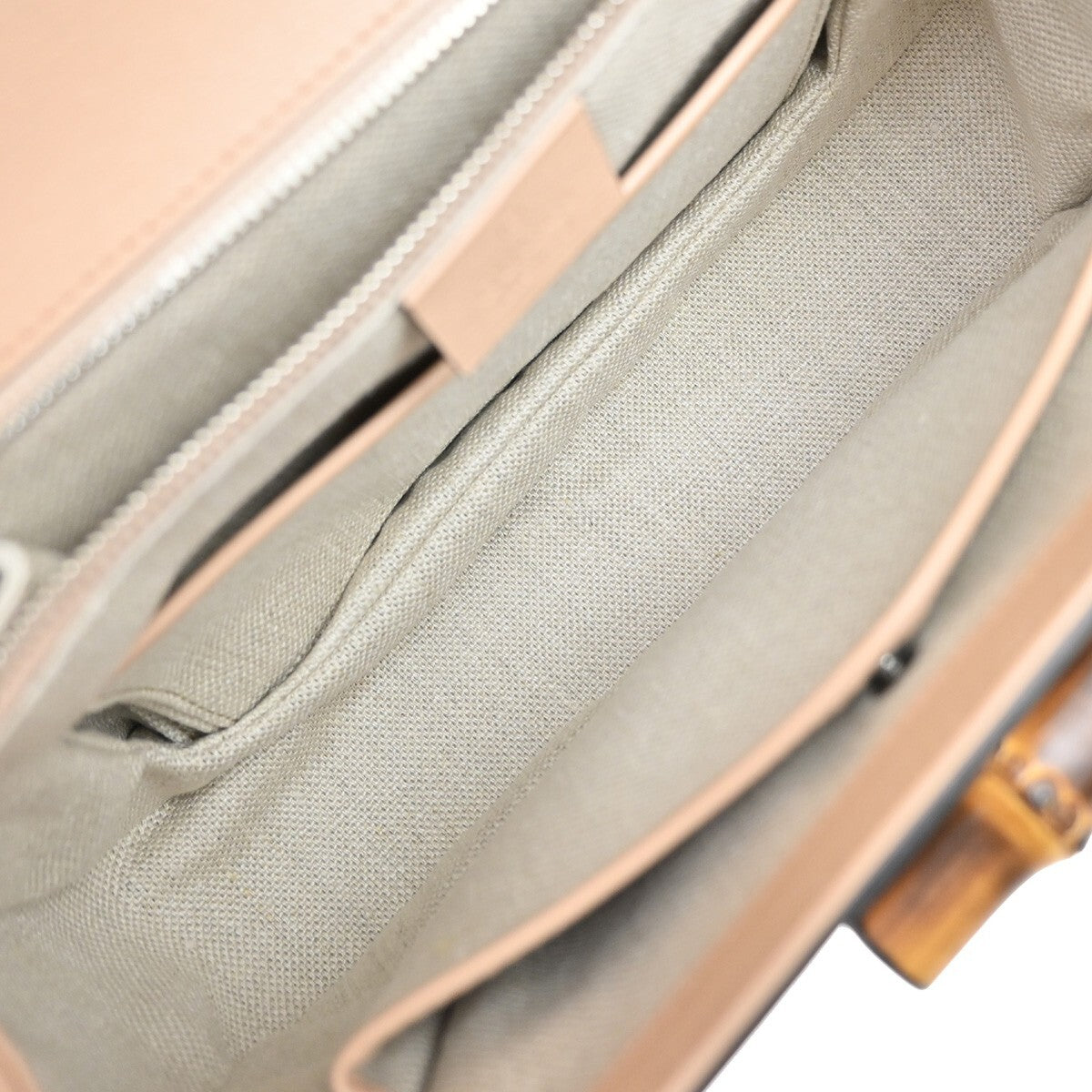 GUCCI Logo Bamboo 2Way Shoulder Hand Bag Leather Beige Silver Italy 669RL142