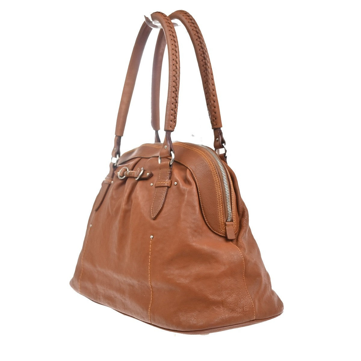 CHRISTIAN DIOR Logo Shoulder Tote Hand Bag Leather Brown SHW Italy 12KC713