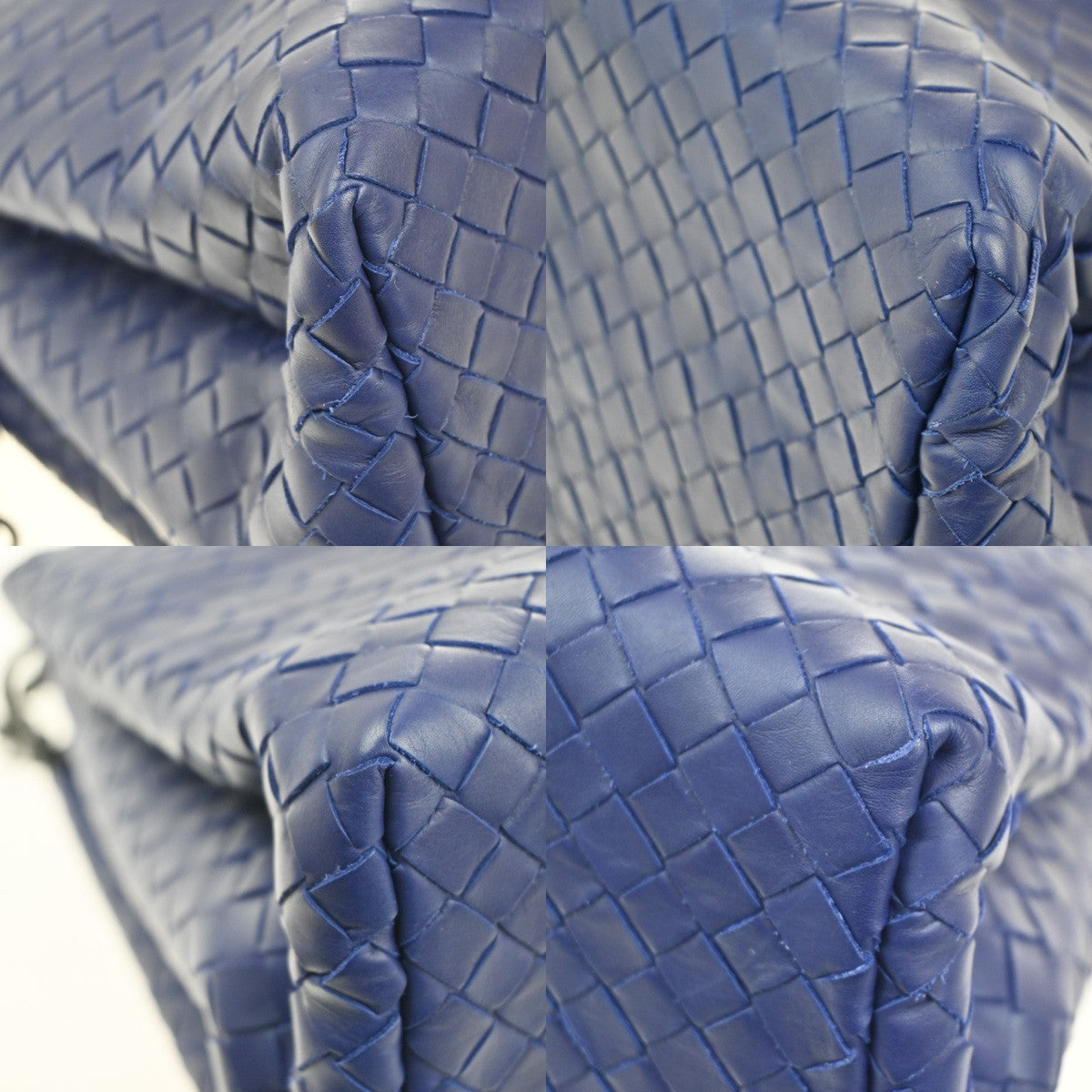 BOTTEGA VENETA Intrecciato Logo 2Way Shoulder Hand Bag Leather Blue 607RL768