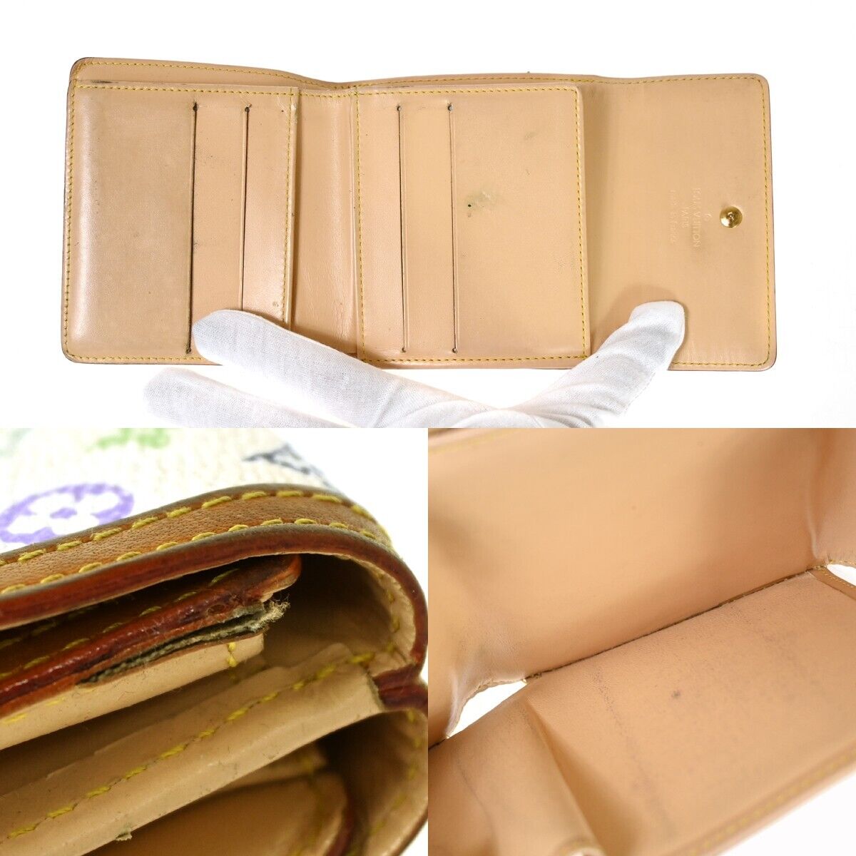 LOUIS VUITTON Credit Trifold Wallet Monogram Multi Leather White M92983 60HB317