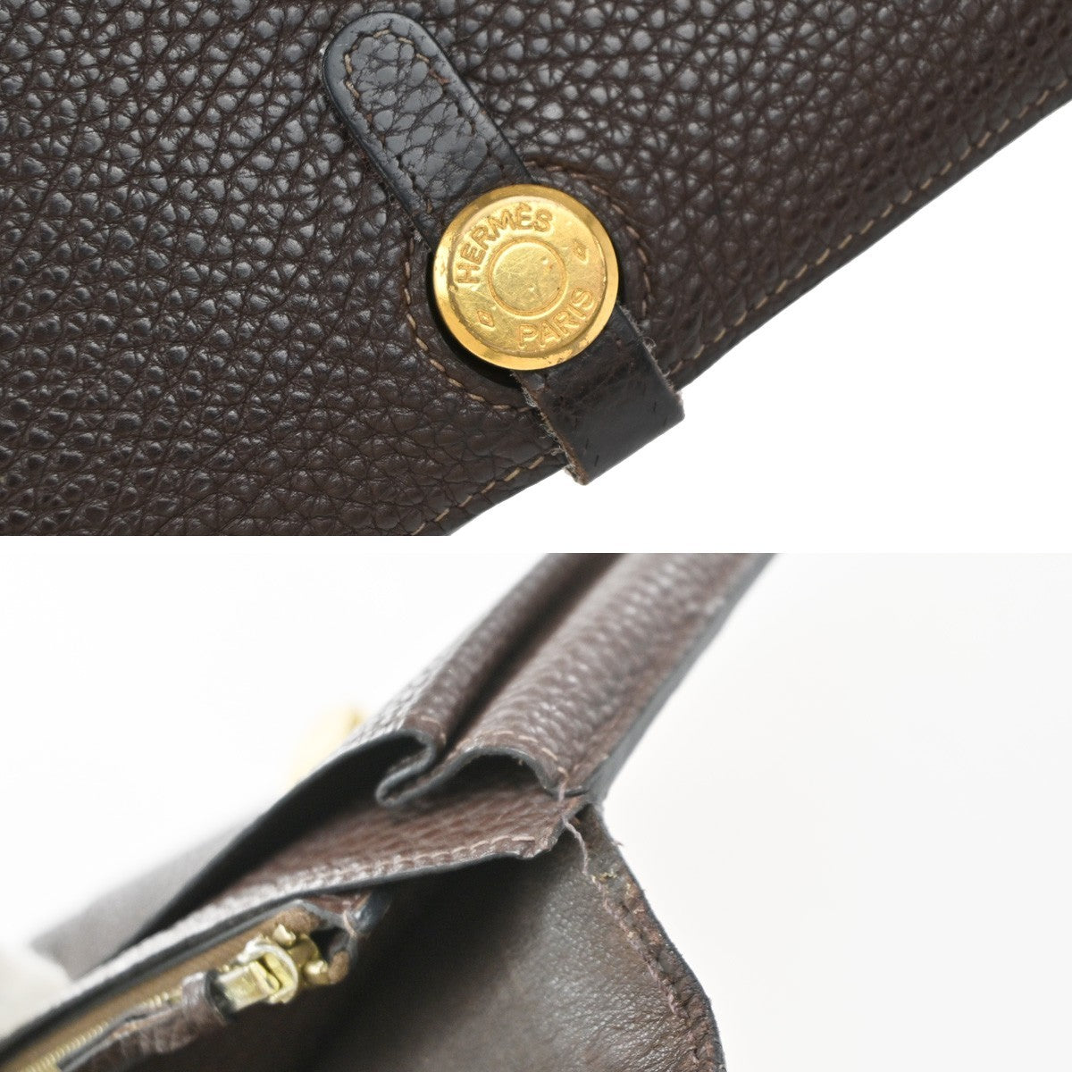 HERMES Logos Dogon GM Long Bifold Wallet Togo Leather Brown GHW 86KP576