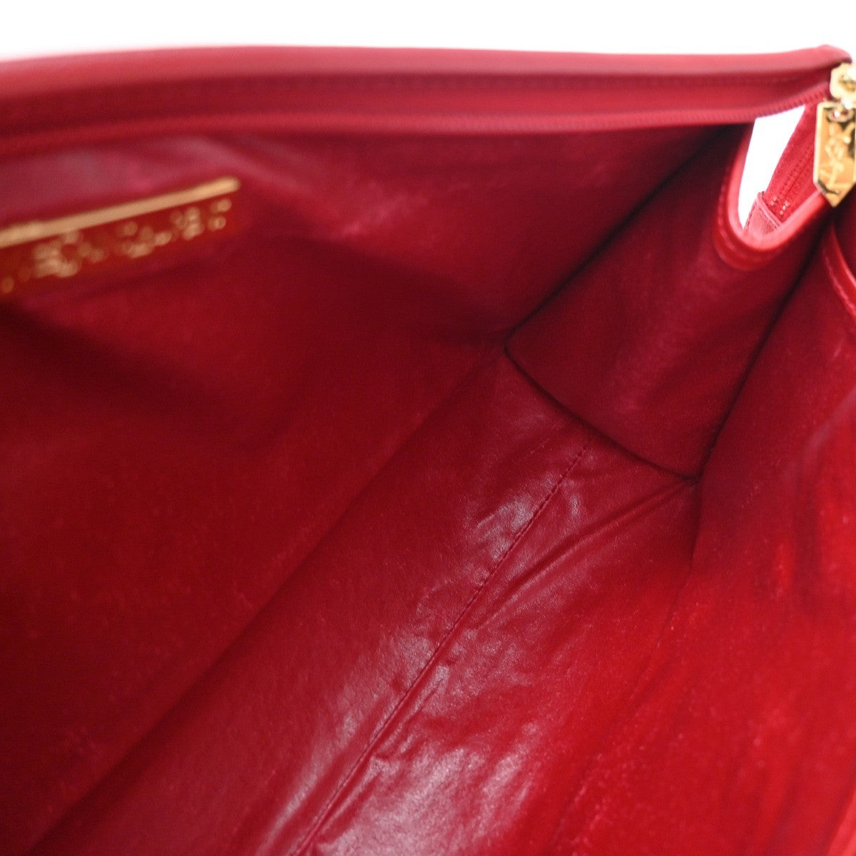 SAINT LAURENT YSL Plate Logo Clutch Bag Red GHW 08TA670
