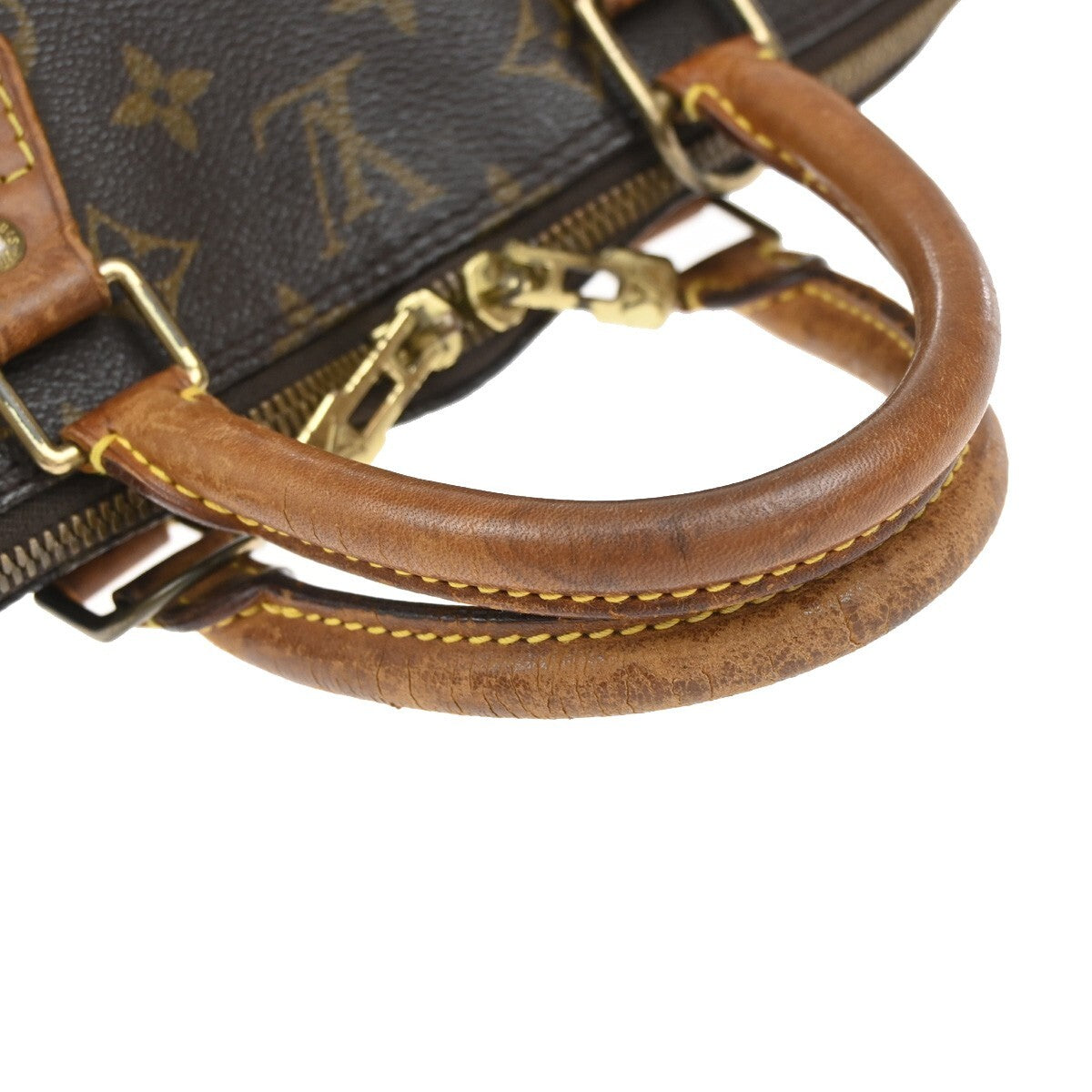 LOUIS VUITTON LV Logo Alma Hand Bag Monogram Leather Brown U.S.A. SD0995 61EE209