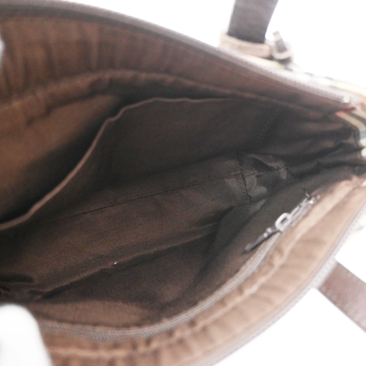 BURBERRY Logo Nova Check Small Hand Bag Canvas Leather Beige Brown GHW 87TA666