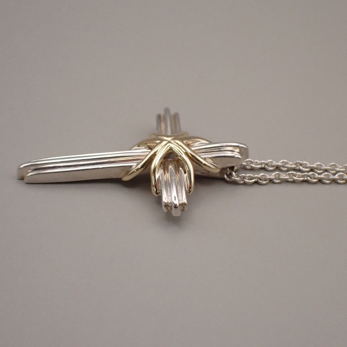 Tiffany & Co. Signature Cross Chain Necklace Pendant Silver 925/Gold 750 83RL378