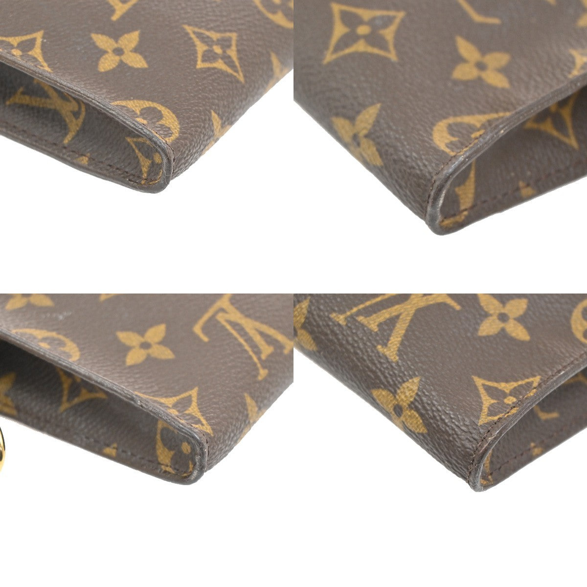 LOUIS VUITTON Logo BUCKET PM Pouch Bag Monogram Leather Brown France 04KC276