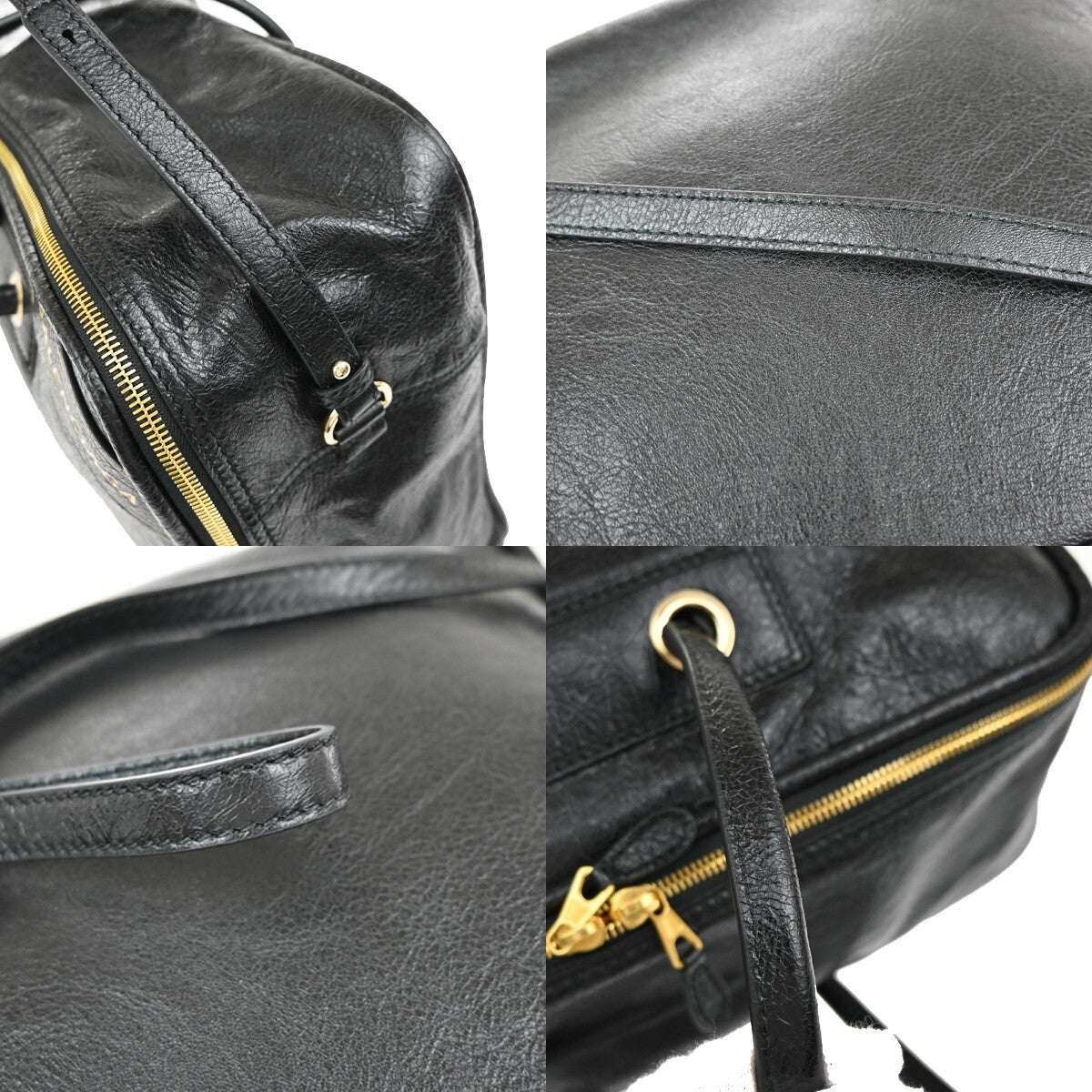 BALENCIAGA Blanket Square Medium 2Way Shoulder Hand Bag Leather Black 79RF362