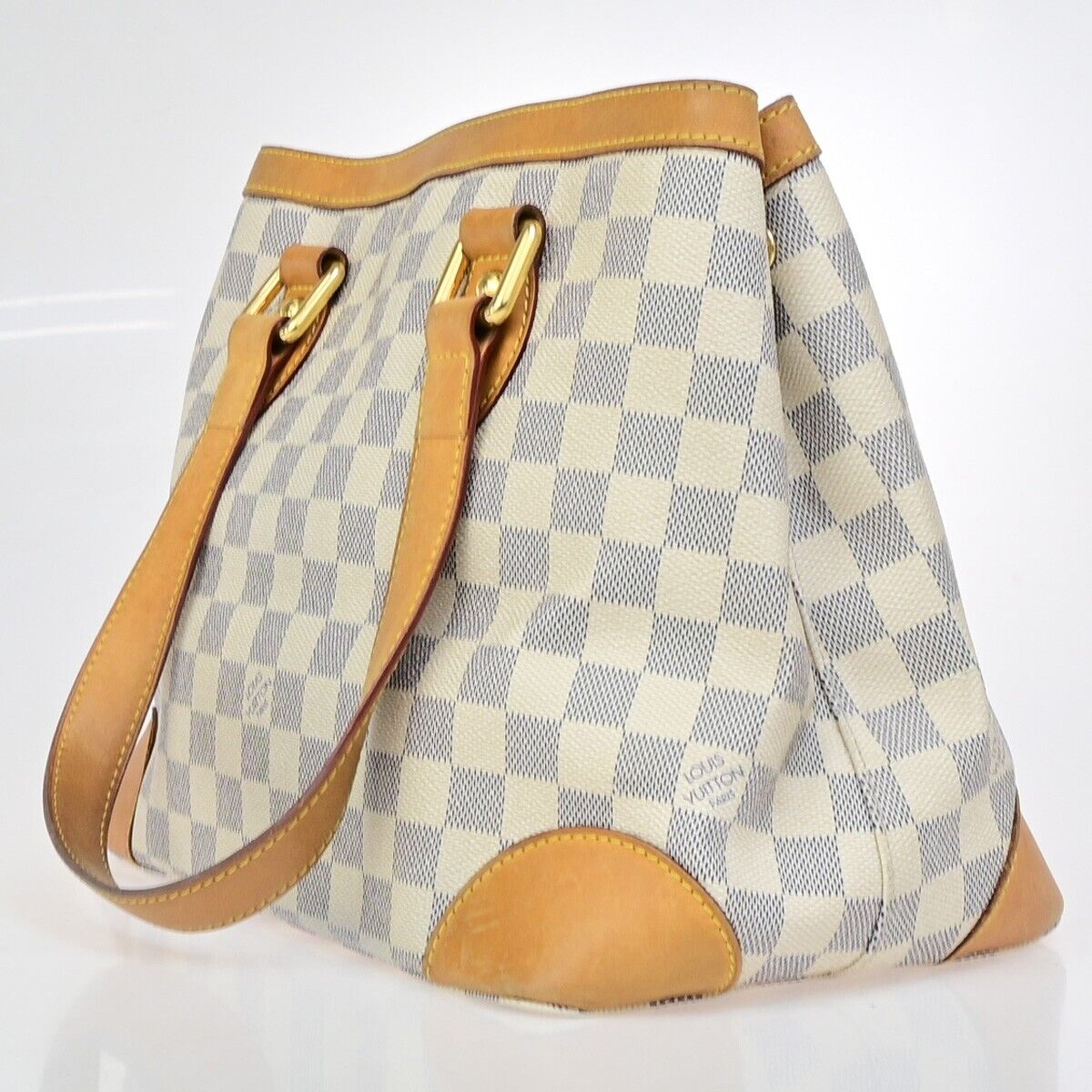 LOUIS VUITTON Hampstead PM Shoulder Bag Damier Azur Leather White N51207 16KA486
