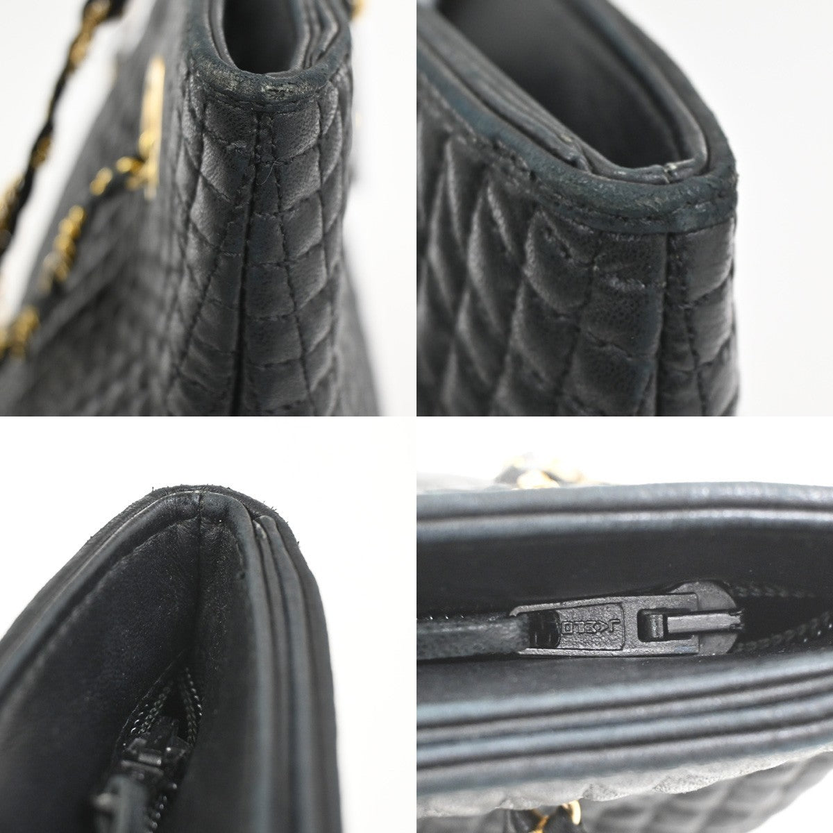 BALLY B Logo Quilted Chain Shoulder Bag Leather Black GHW Switzerland 01CA846