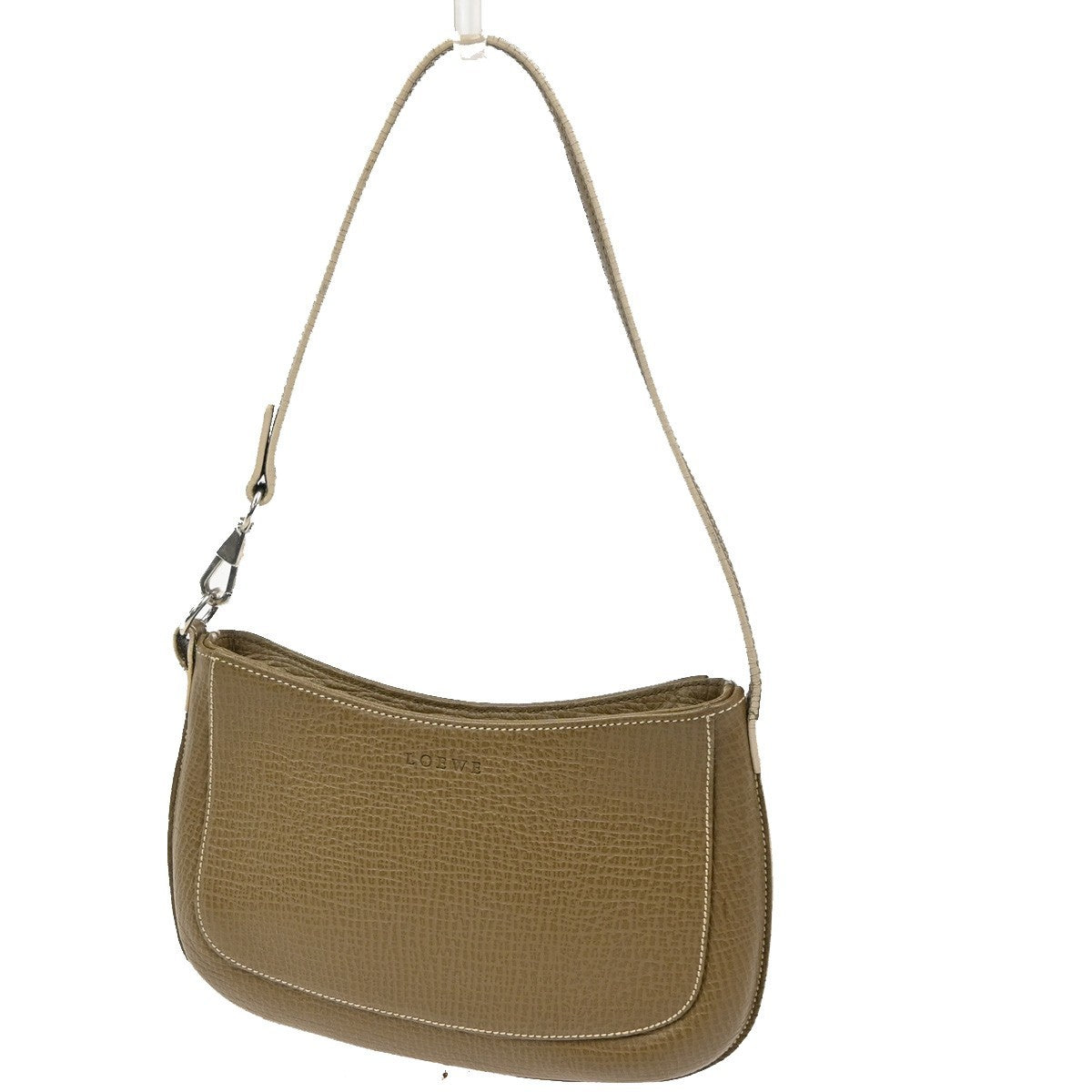 LOEWE Logo Shoulder Bag Embossing Leather Brown Spain SHW 70CA588