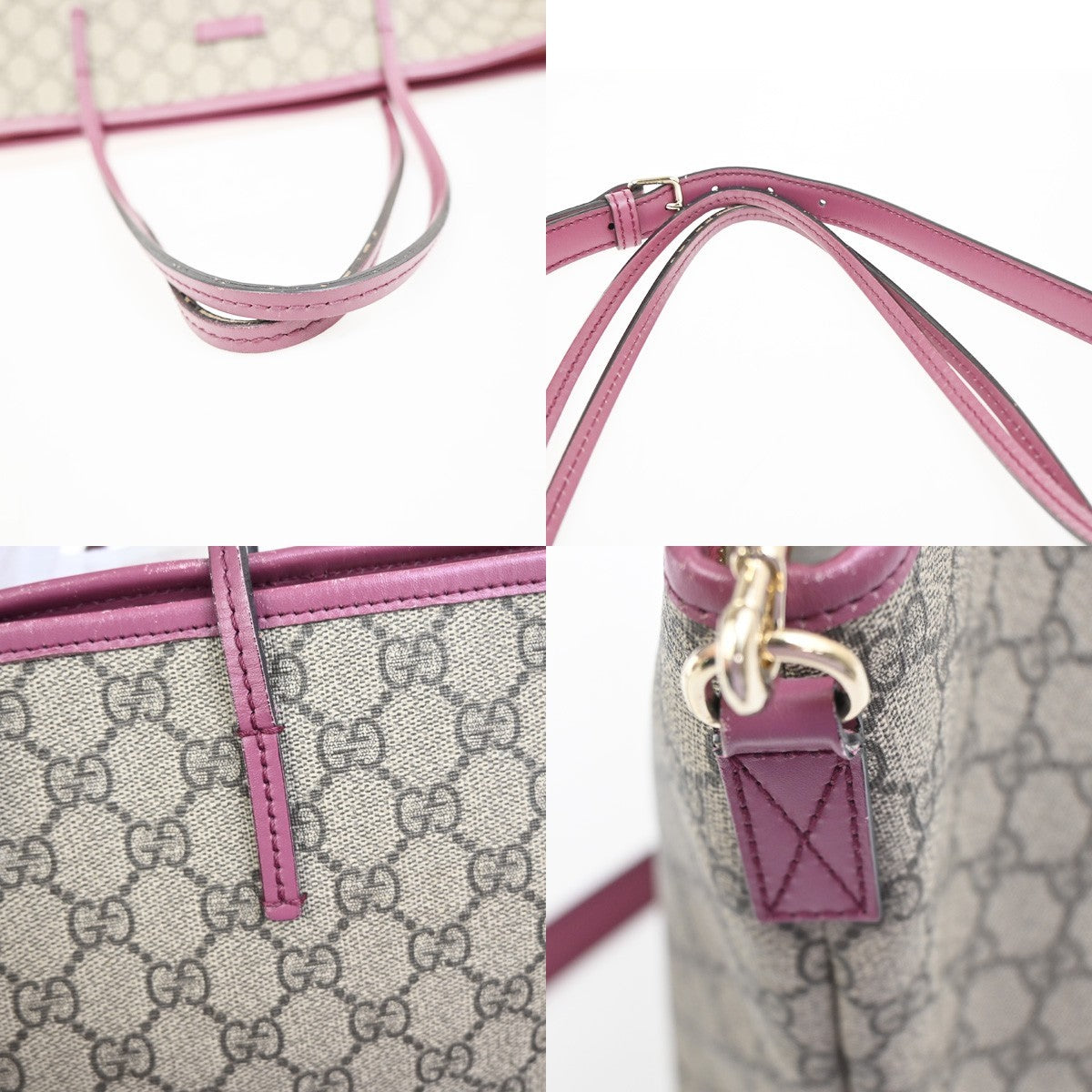 GUCCI Logo GG Pattern 2Way Shoulder Tote Bag Supreme Leather BN PK GHW 76KD024