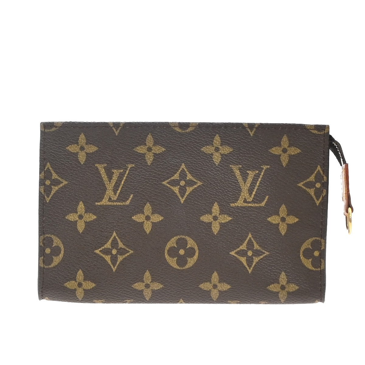 LOUIS VUITTON LV Logo Bucket PM Pouch Bag Monogram Leather Brown Gold 63KB401