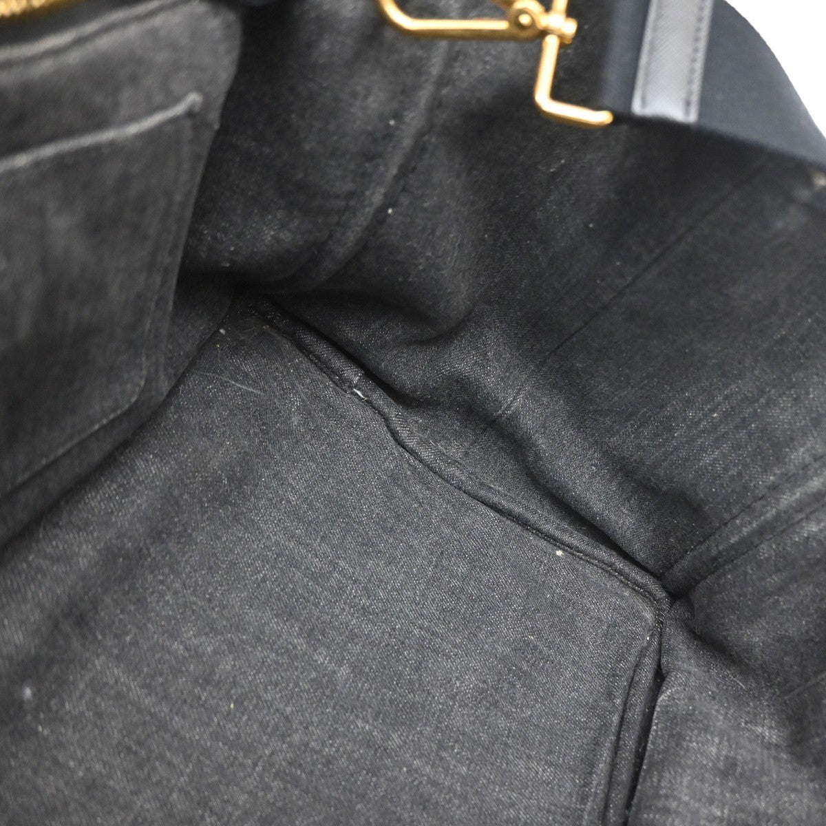 PRADA Logo Canapa 2way Shoulder Hand Bag Canvas Leather Black GHW 30MA676