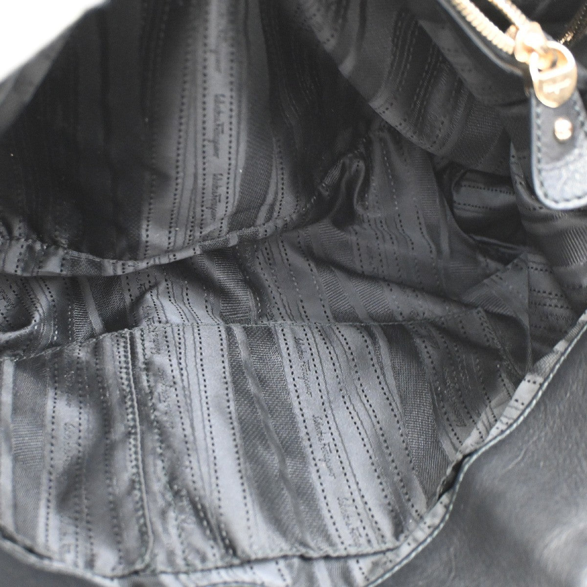 SALVATORE FERRAGAMO Gancini 2Way Shoulder Bag Leather Black GHW Italy 81RL585