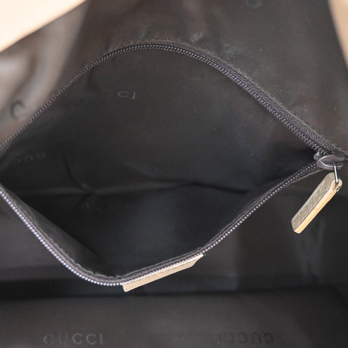 GUCCI Logo Bamboo 2Way Shoulder Hand Bag Leather Beige Italy SHW 68KC961