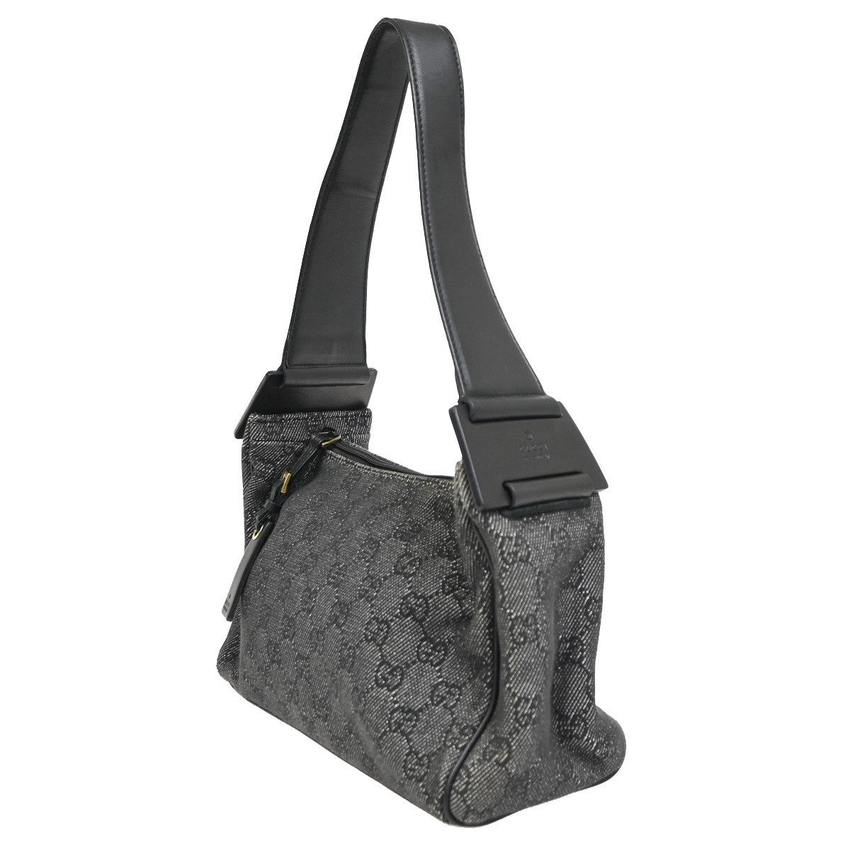 GUCCI GG  Pattern Shoulder Hand Bag Canvas Leather Black GHW Italy 35CA700