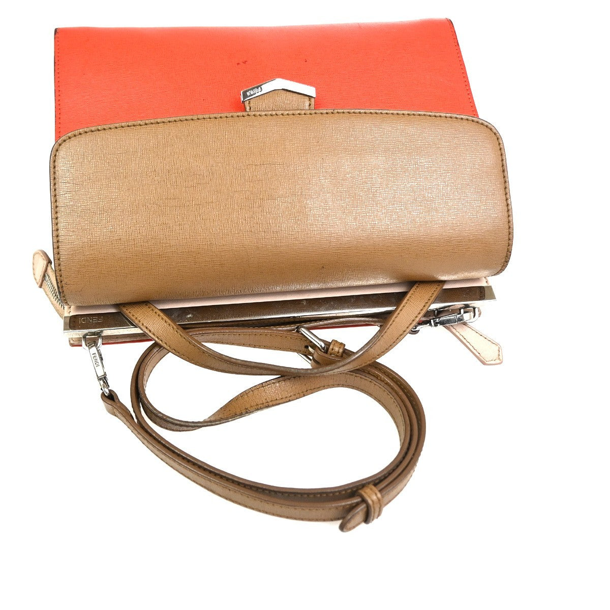 FENDI Demi Jour 2Way Shoulder Hand Bag Leather Tri Color BN RD BE SHW 64TA615