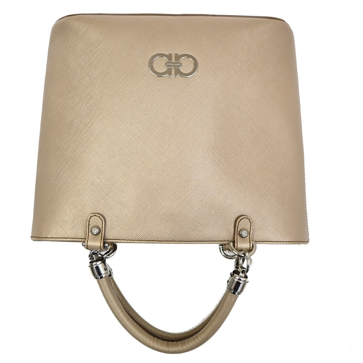 SALVATORE FERRAGAMO Gancini Hand Bag Leather Beige SHW Italy 61TA343