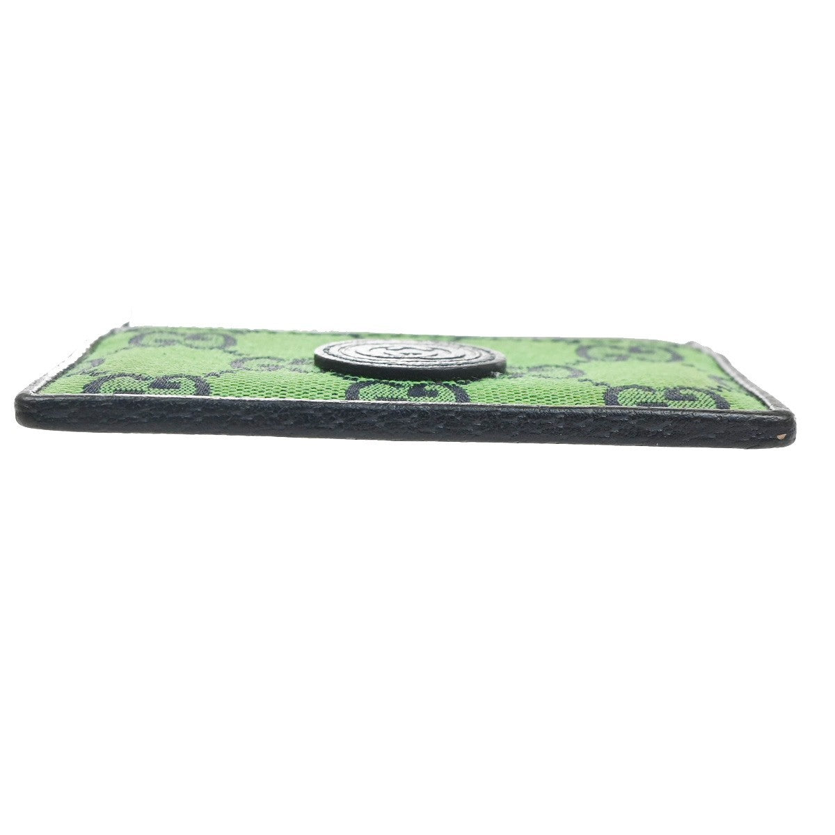 GUCCI Logo GG Pattern Card Case Canvas Leather Green Navy Blue Italy 67MA478
