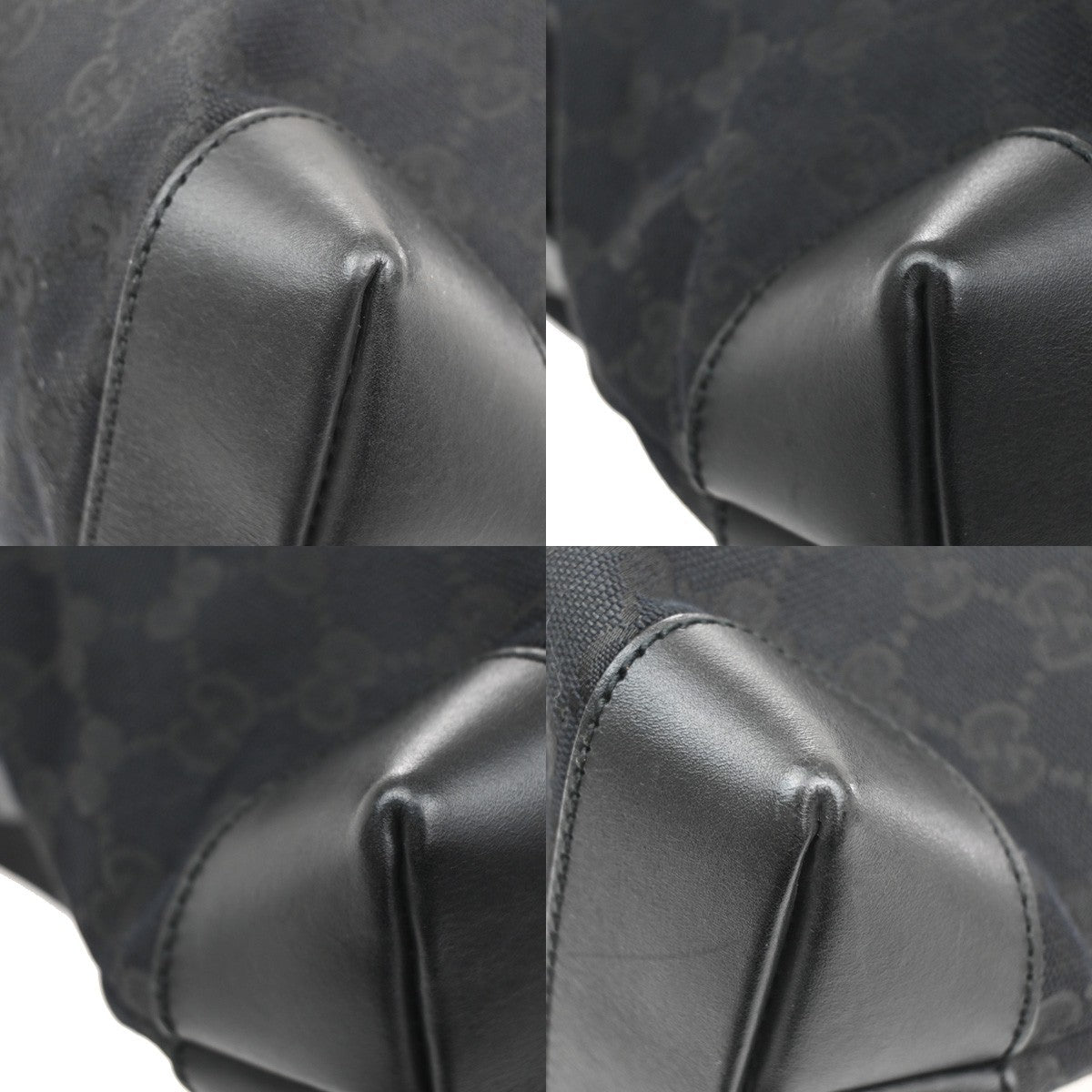 GUCCI GG Sherry Canvas Shoulder Message Bag Leather Black SHW Italy 77CA379