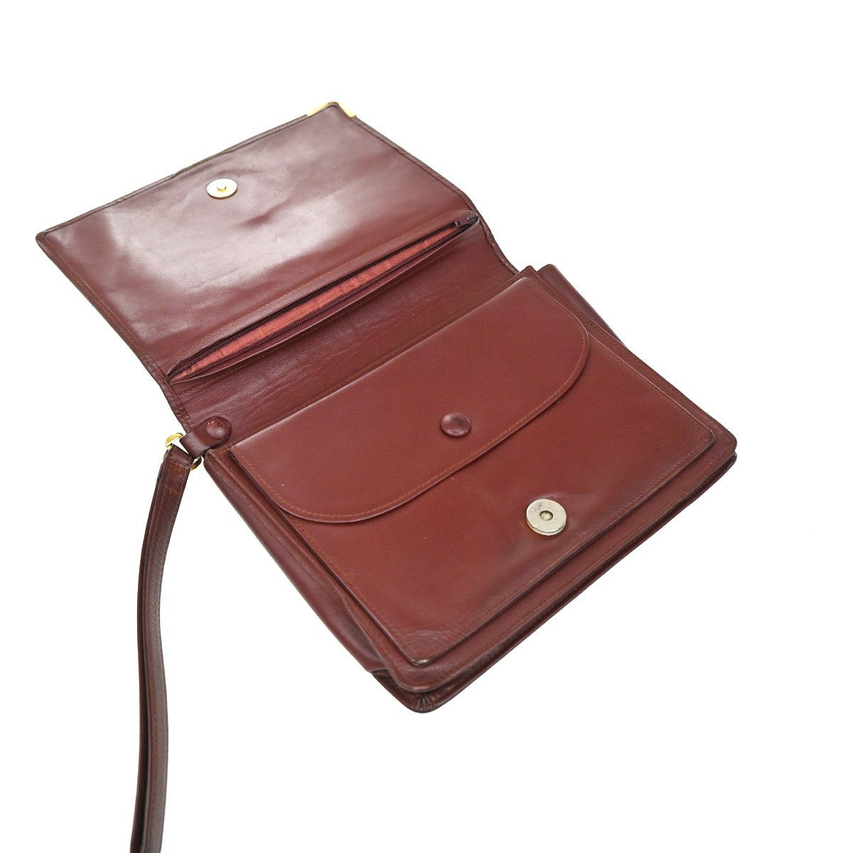 Must De Cartier Logo 2 Set Clutch Hand Bag Leather Red 07EG034