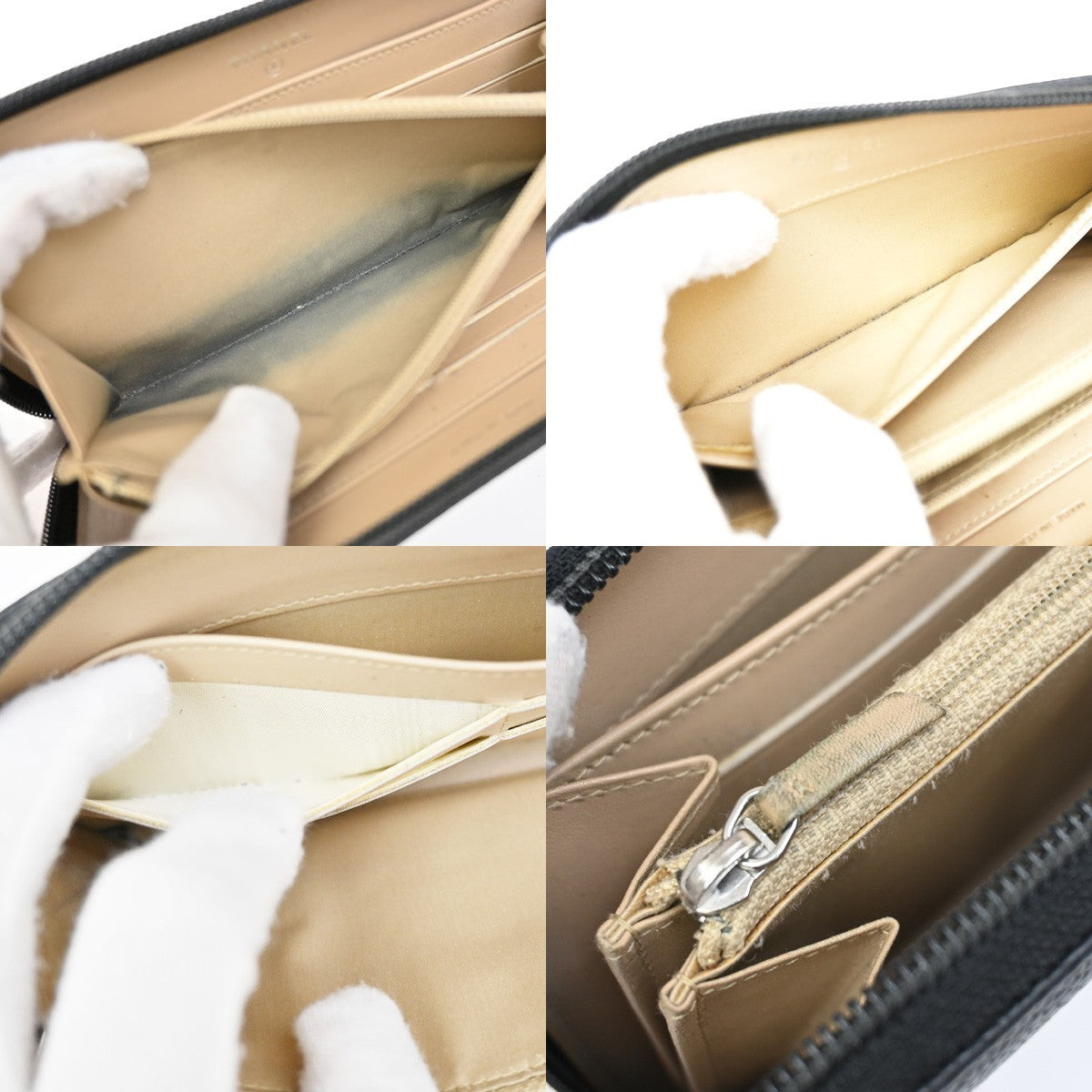 CHANEL CC Zipper Long Bifold Wallet Purse Grained Calfskin Leather Black 80KB288
