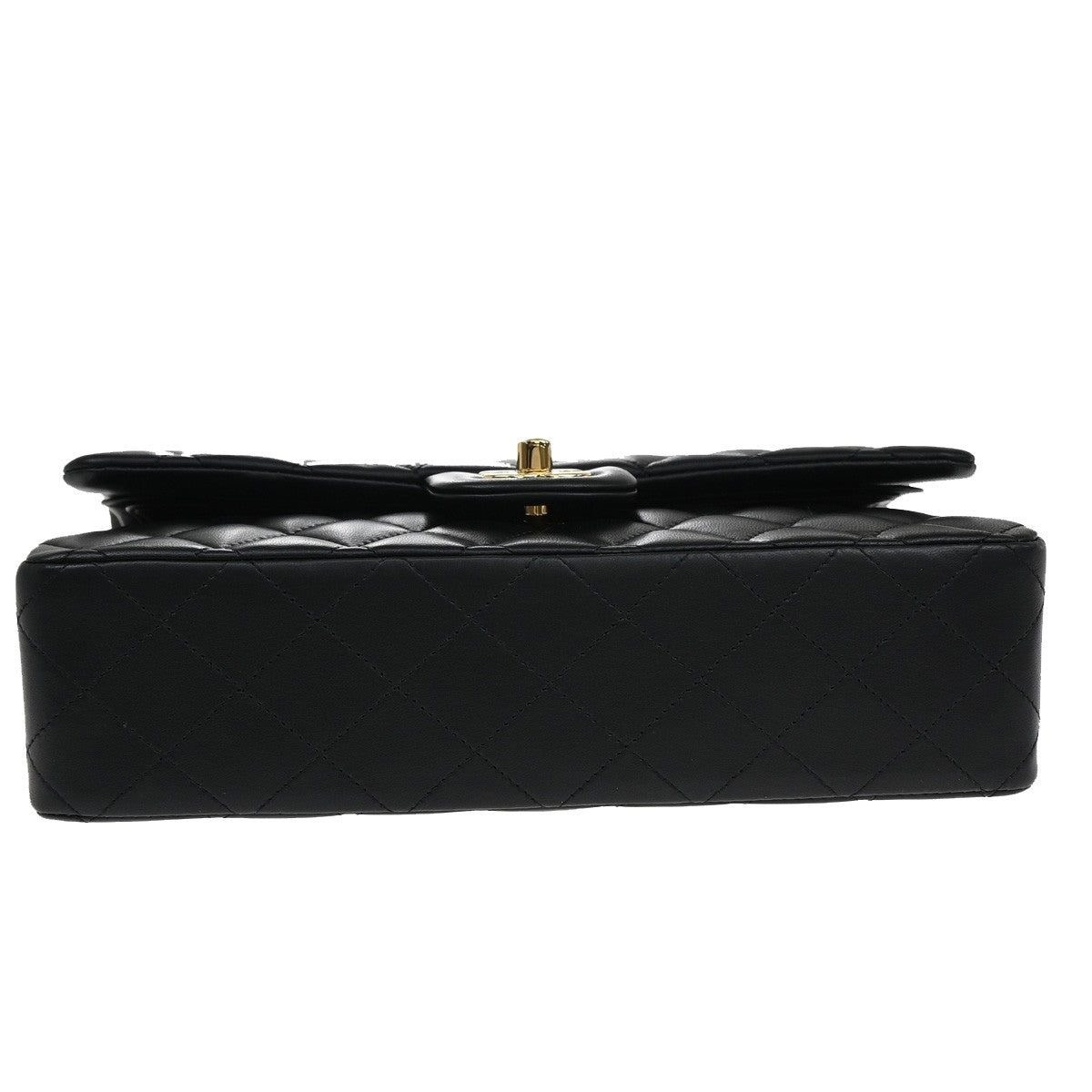 CHANEL CC Matelasse 25 Double Flap Chain Shoulder Bag Leather Black GHW 535LC540
