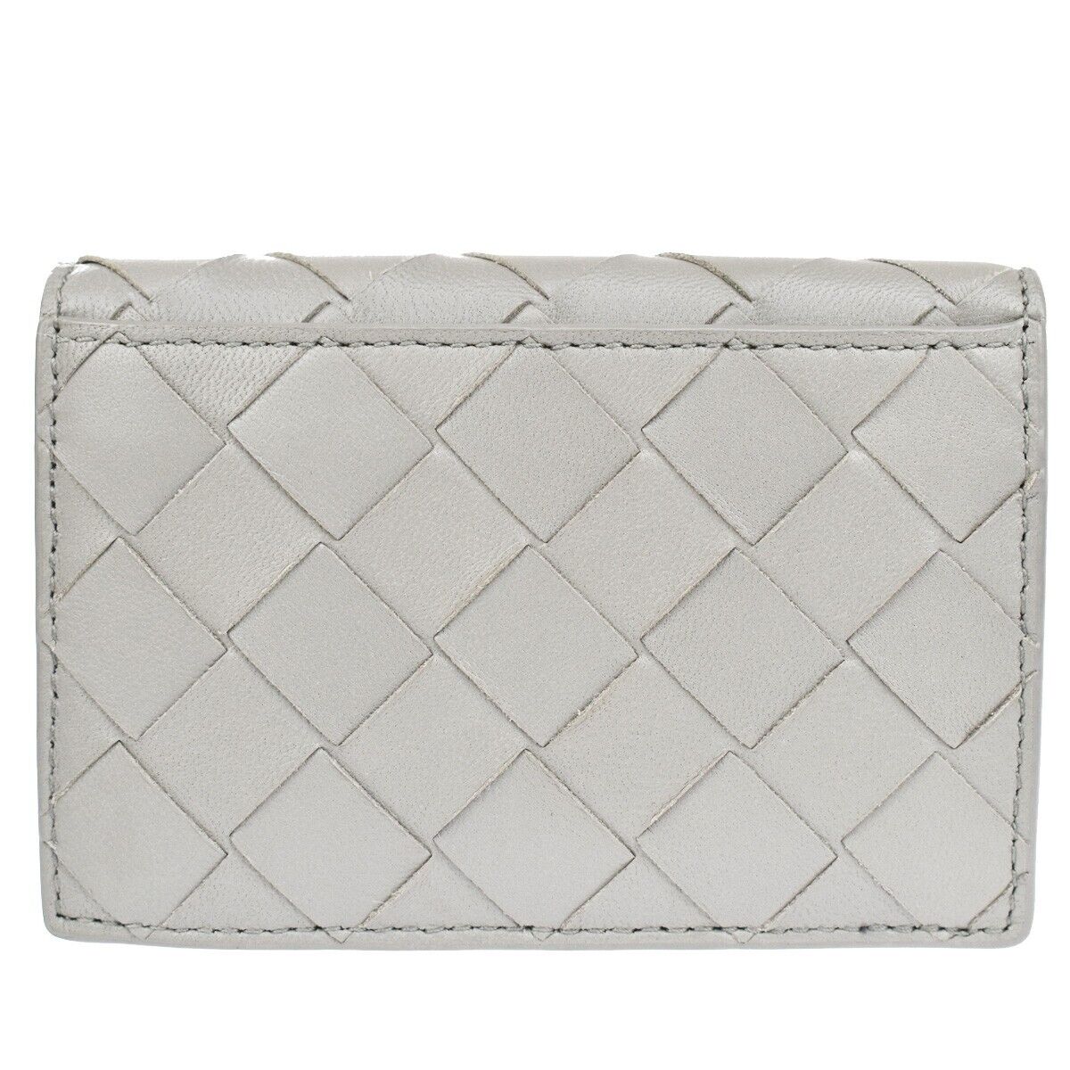 BOTTEGA VENETA Logo Intrecciato Bifold Card Case Leather Gray Italy 65RC264