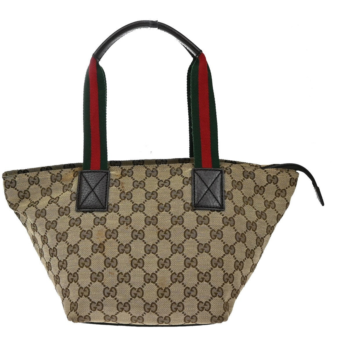 GUCCI Logo Sherry GG Pattern Hand Bag Canvas Leather Brown Italy 83KB481