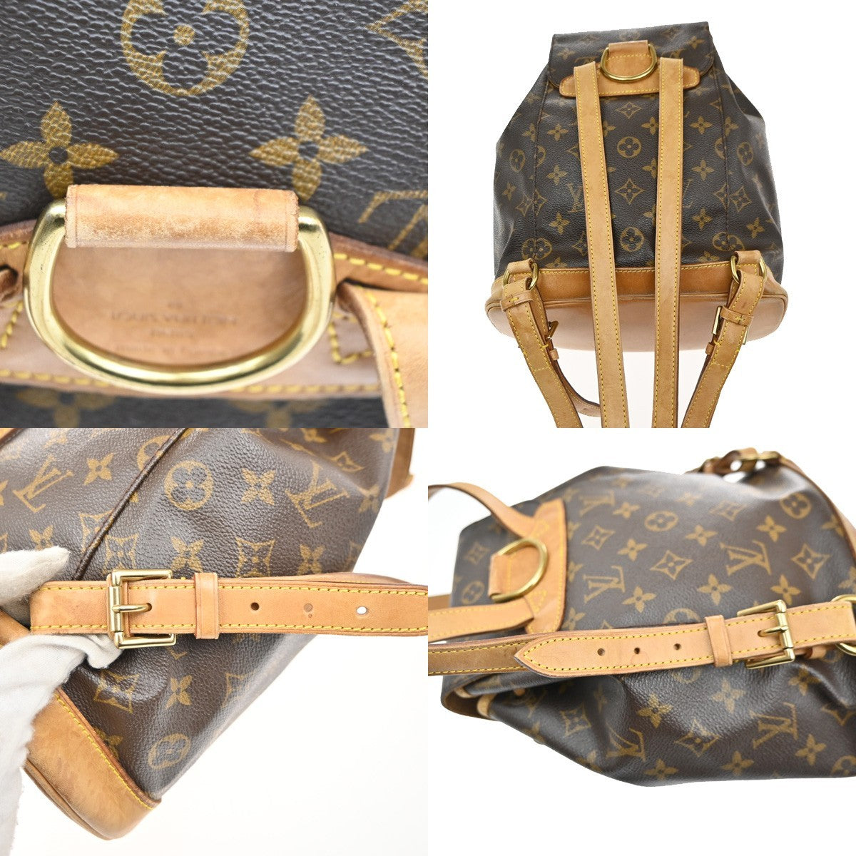 LOUIS VUITTON Montsouris MM Backpack Bag Monogram Leather Brown M51136 90MA414