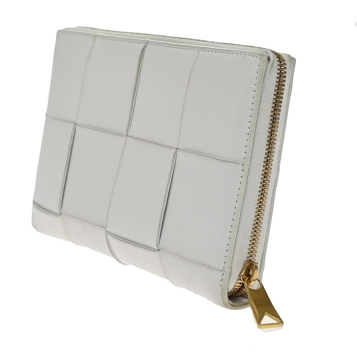 BOTTEGA VENETA Cassette Intrecciato long Wallet Purse Leather White 64EE516