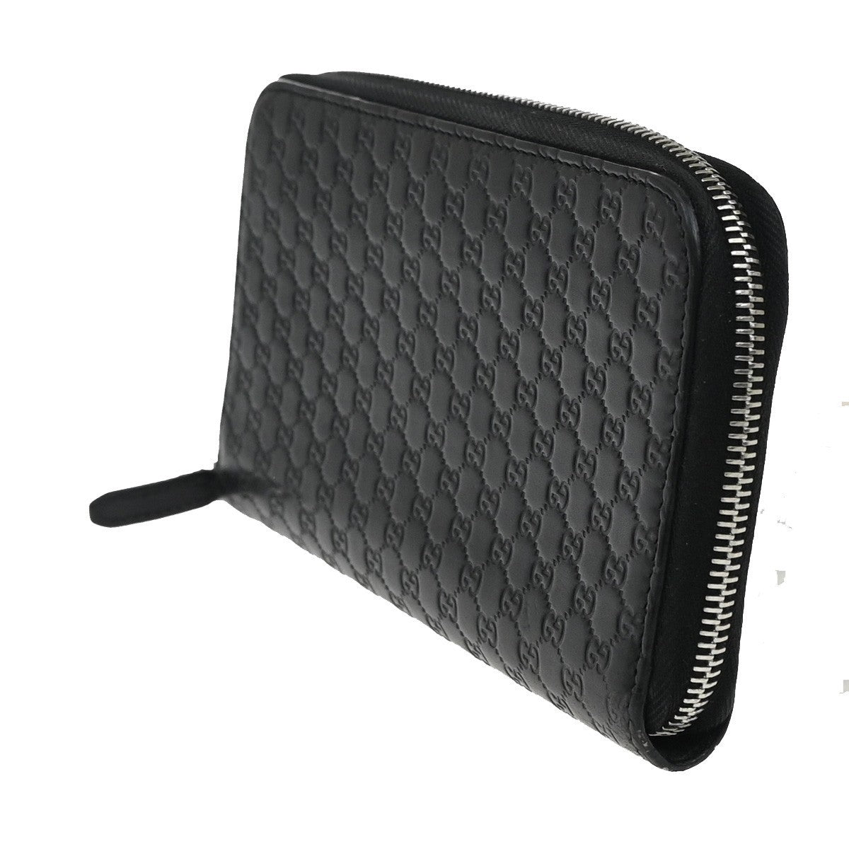 GUCCI Micro Guccissima GG Pattern Zip Around Long Wallet Leather Black 60KC208