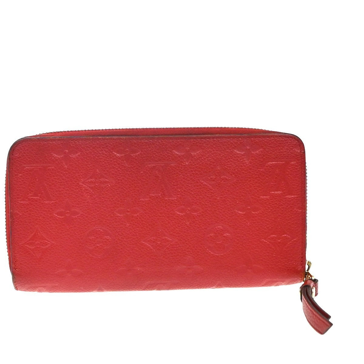 LOUIS VUITTON Logo Long Zippy Wallet Monogram Empreinte Red M63691 31KP278