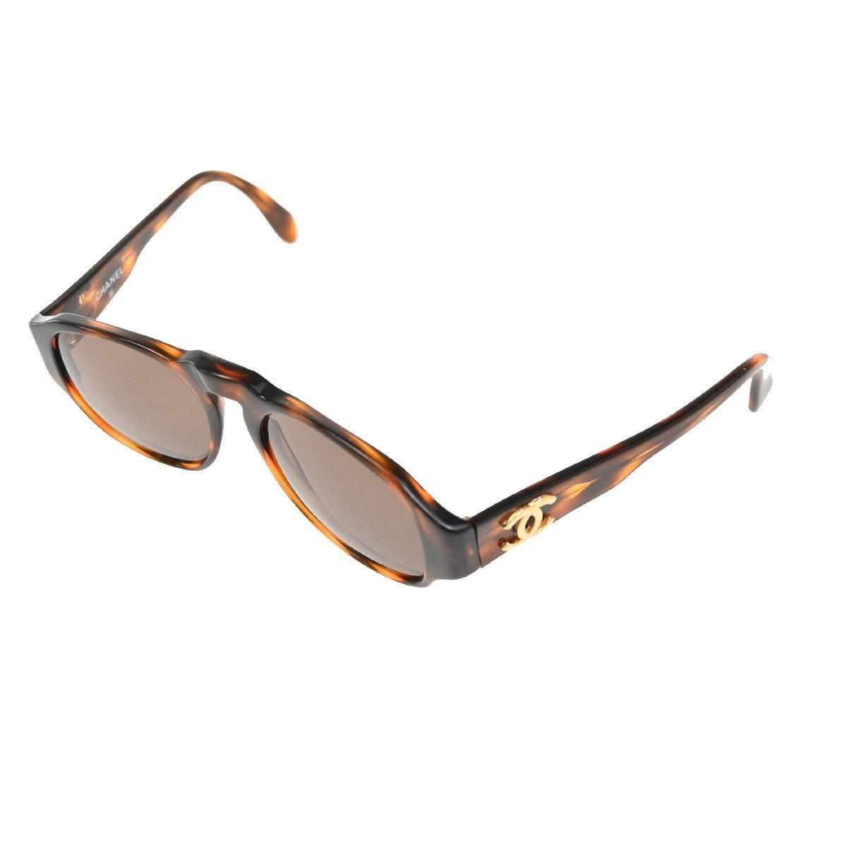 CHANEL CC Logo Sunglasses Eye Wear Plastic Brown GHW Italy 0006 09RL981