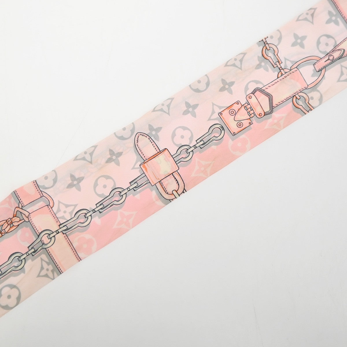 LOUIS VUITTON Monogram Confidential Bandeau Scarf 100% Silk Pink M70637 09MA607