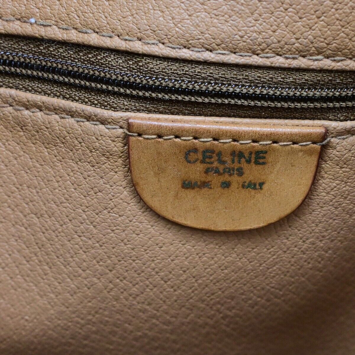 CELINE Logo Macadam Pattern Drawstring Shoulder Bag PVC Leather Brown 69HB986