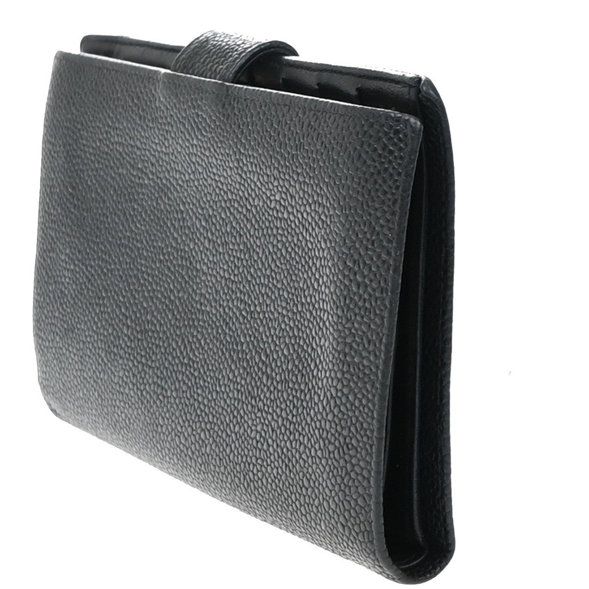 CHANEL CC Logo Long Bifold Wallet Grained Calfskin Leather Black France 79RF778