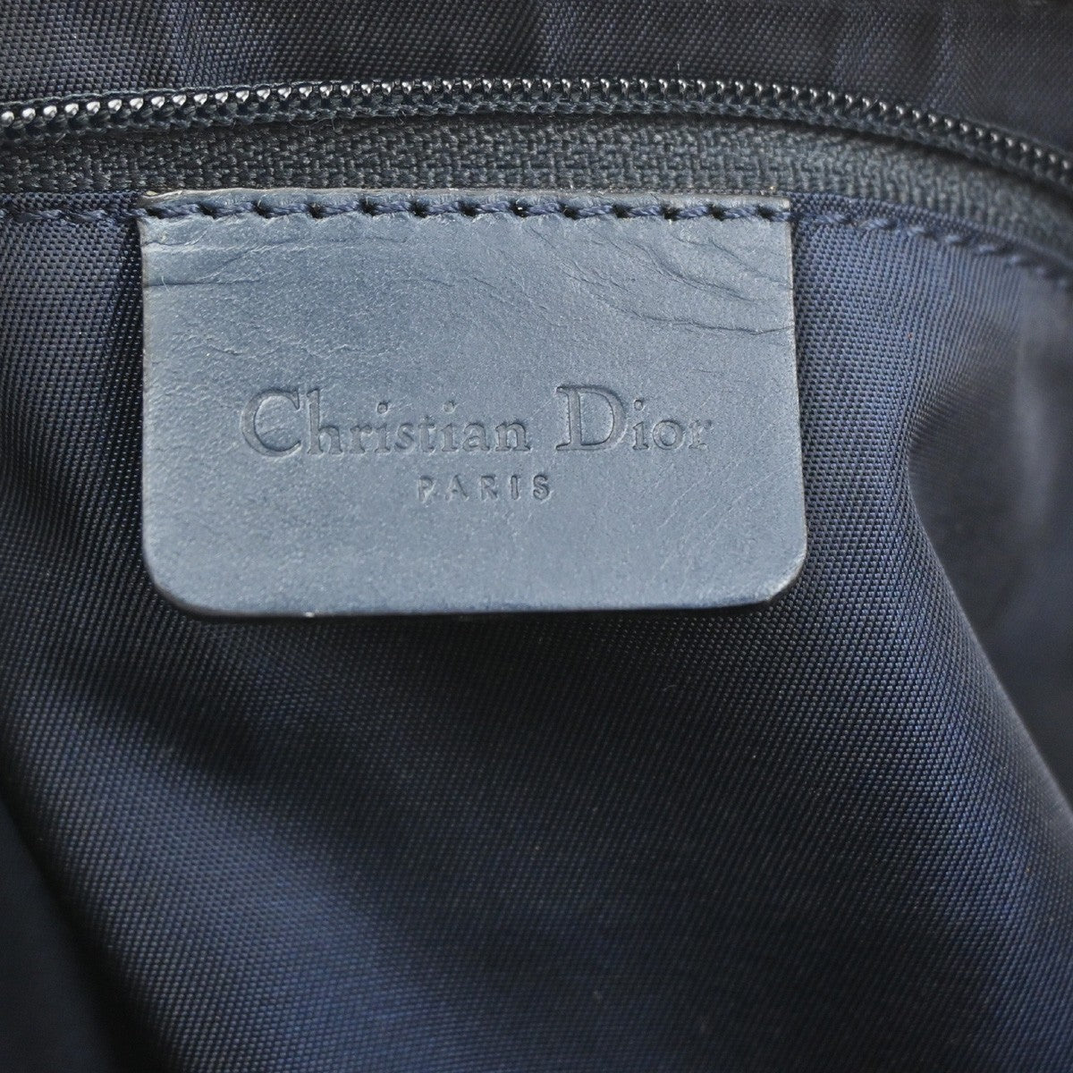 CHRISTIAN DIOR Logo Trotter Boston Hand Bag Canvas Leather Blue Italy 11CA874