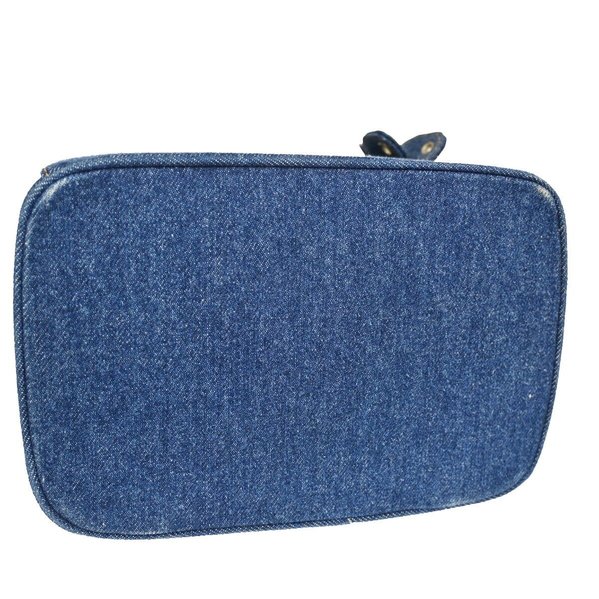 CHANEL CC Logo 2Way Shoulder Hand Vanity Bag Denim Leather Blue Vintage 744RH823