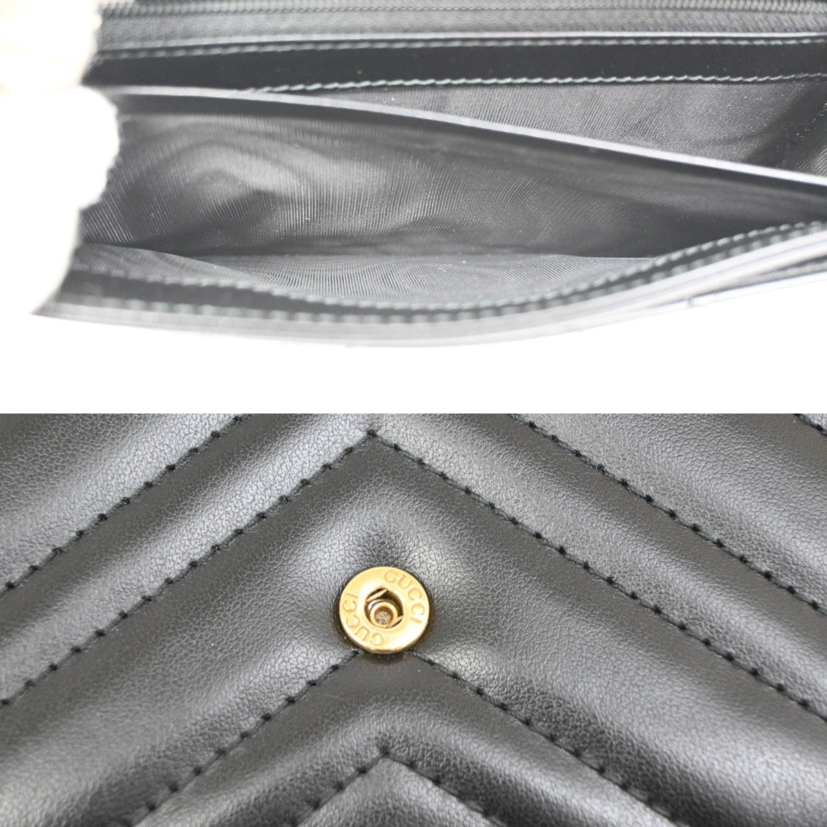 GUCCI Marmont Continental GG  Long Bifold Wallet Leather Black GHW 81TA043