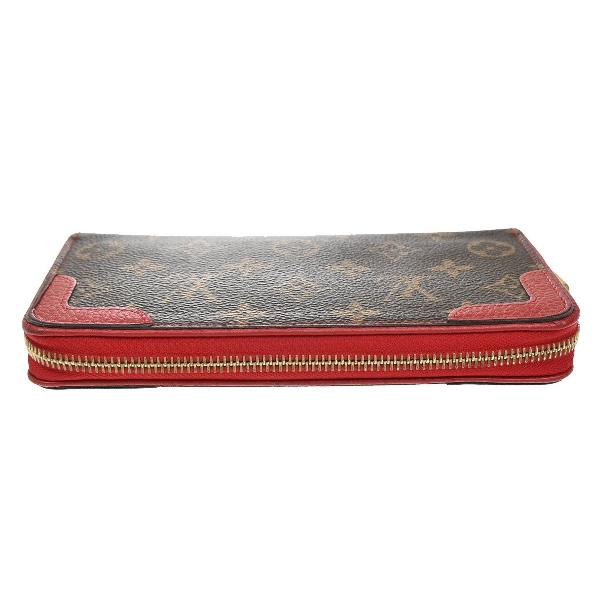 LOUIS VUITTON LV Long Zippy  Wallet Monogram Retiro Brown Red M61187 80KB377