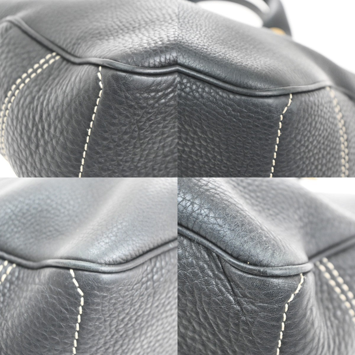 CELINE Logo Macadam Boogie Tote Hand Bag Leather Navy Blue GHW Italy 80MA323