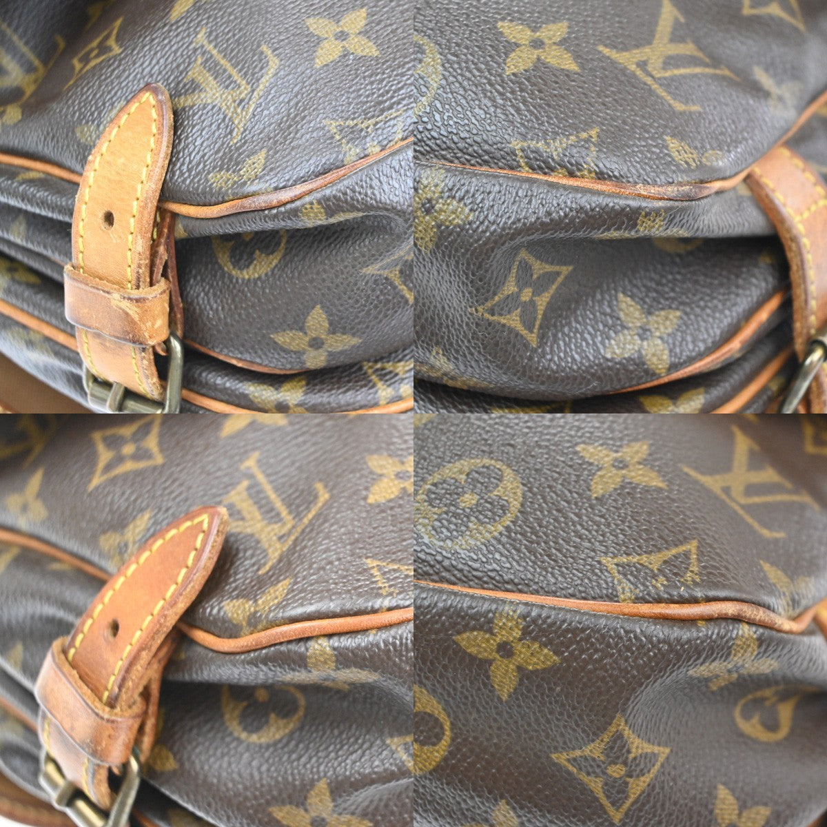 LOUIS VUITTON Logo Saumur 30 Shoulder Bag Monogram Leather Brown M42256 65MA627