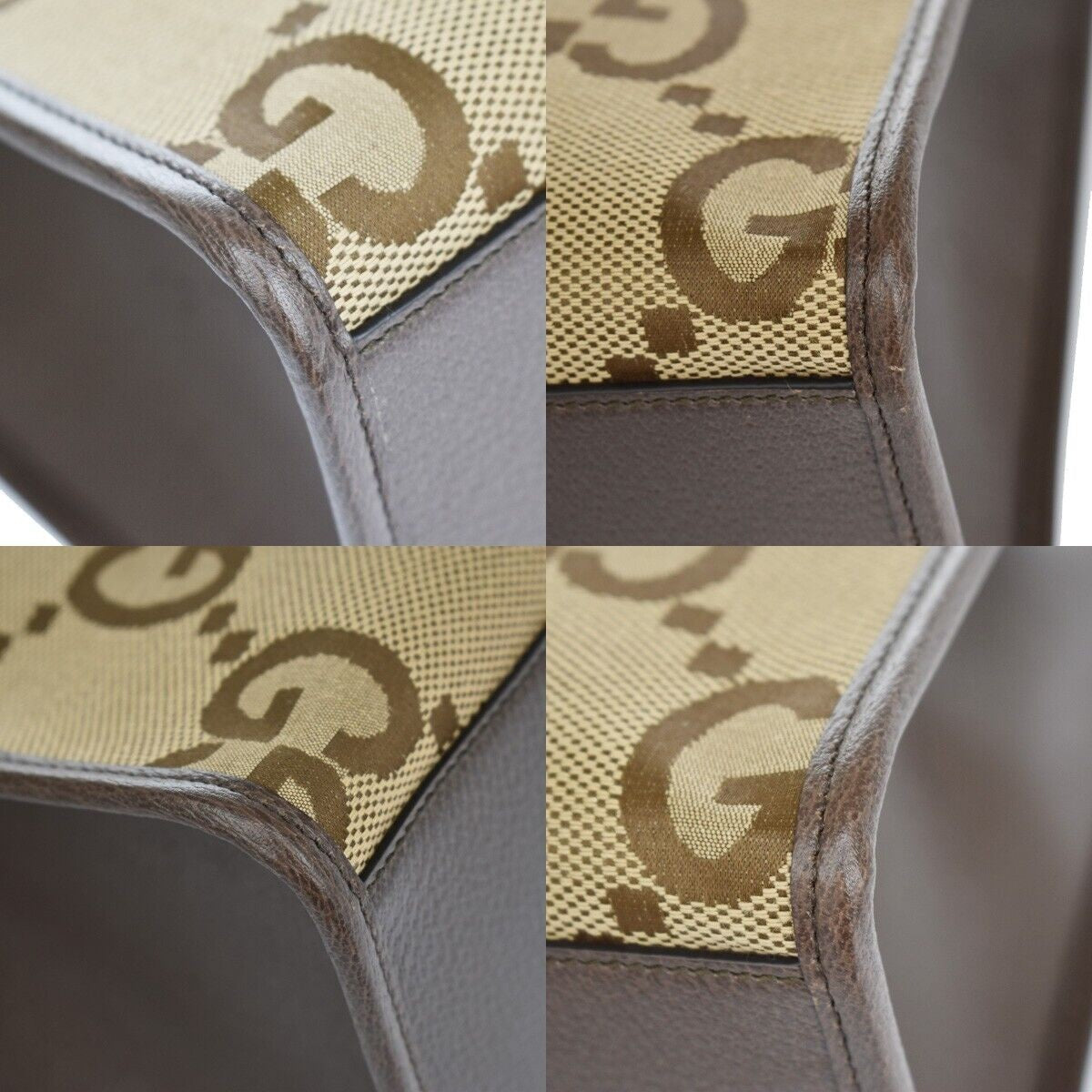 GUCCI Jumbo GG 2Wy Shoulder Hand Bag Canvas Leather Brown Gold Italy 641RC768